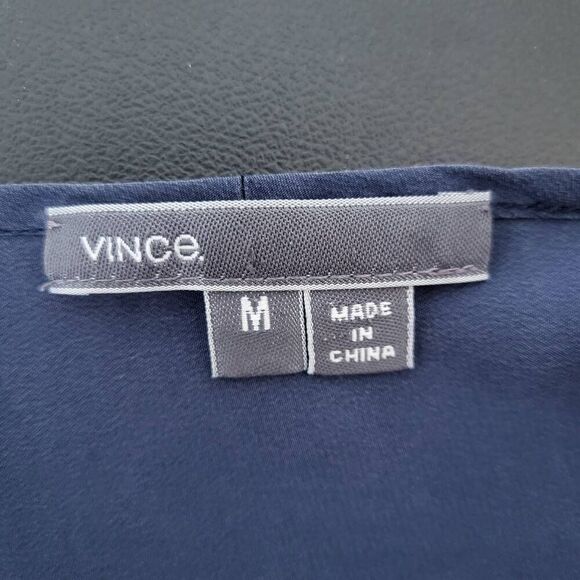 Vince Womens Silk Top Blue Size Medium V Neck Long Sleeve Pullover Lightweight - Picture 4 of 7